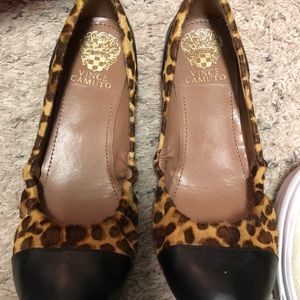 Leopard calf hair and leather flats